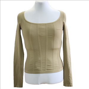NWOT FREE PEOPLE INTIMATELY Khaki seamless contour ribbed long sleeve top